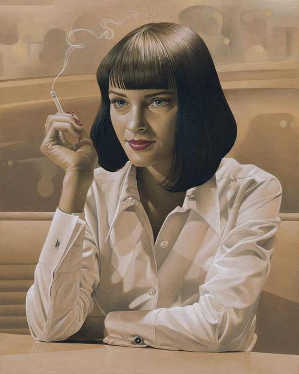 X501 - MEGA XXXL 160X90 CM Leinwandbilder inkl. Holzrahmen - Pulp Fiction Miac Wallace Rauchen