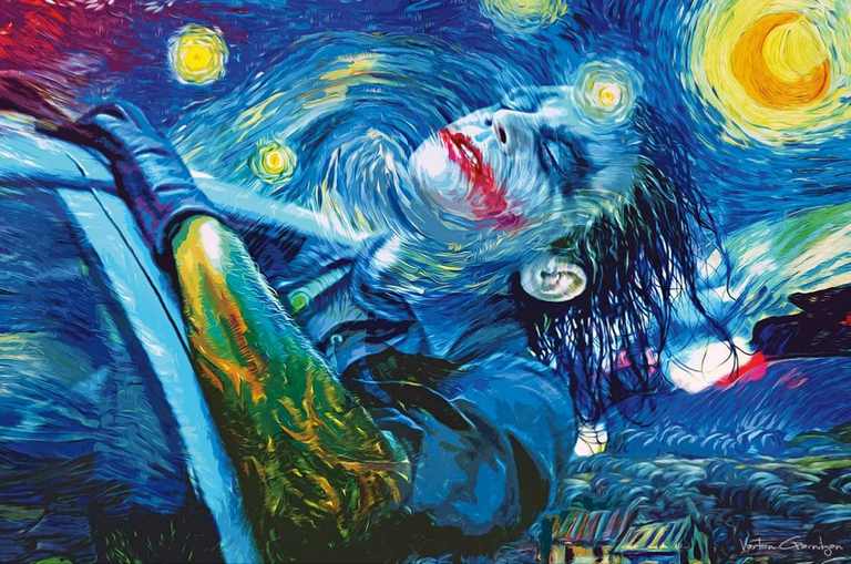 X512 - MEGA XXXL 160X90 CM Leinwandbilder inkl. Holzrahmen - Batman Joker Van Gogh