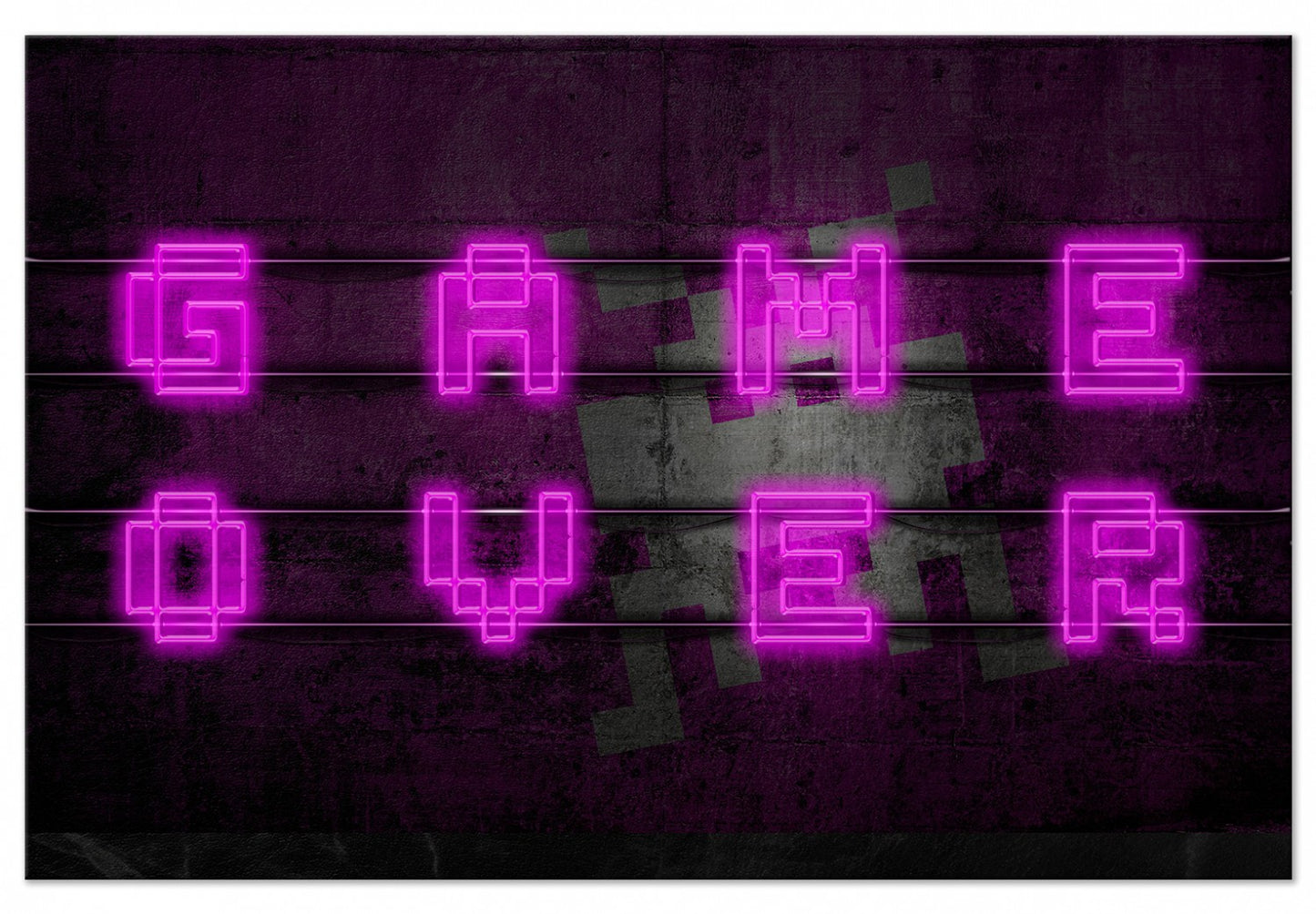 X7 - MEGA XXXL 160X90 CM Leinwandbilder inkl. Holzrahmen GAME OVER Zocken Videospiele Schwarz Lila Jugendzimmer
