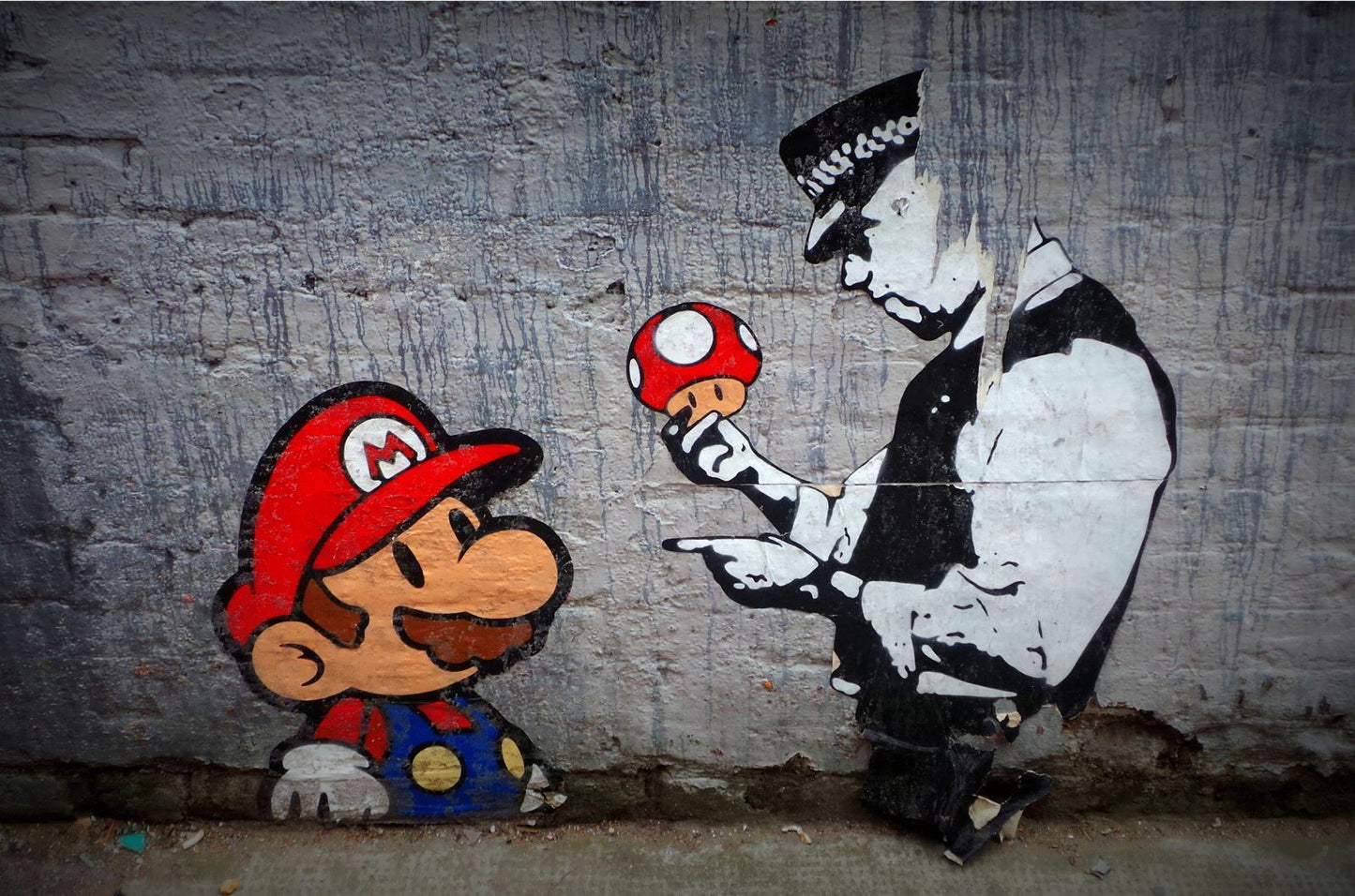 MEGA XXXL 160X90 CM Leinwandbilder inkl. Holzrahmen X70 - Banksy Super Mario