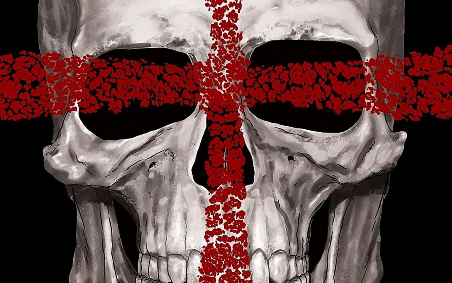 X86 - MEGA XXXL 160X90 CM Leinwandbilder inkl. Holzrahmen Totenkopf Rotes Kreuz Schwarz Weiss Skelett