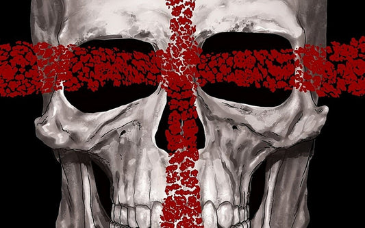 X86  - MEGA XXXL 160X90 CM Leinwandbilder inkl. Holzrahmen Totenkopf Rotes Kreuz Schwarz Weiss Skelett