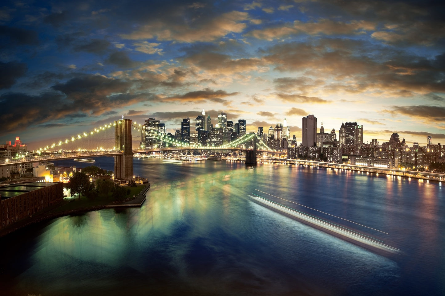 l107 MEGA XXXL 160X90 CM Leinwandbilder inkl. Holzrahmen NEON NACHT SONNENUNTERGANG STADT SKYLINE BRÜCKE BROOKLYN BRIDGE NEW YORK CITY