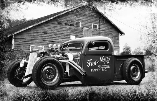 l144 MEGA XXXL 160X90 CM Leinwandbilder inkl. Holzrahmen Hot Rod Oldtimer Schwarz Weiß