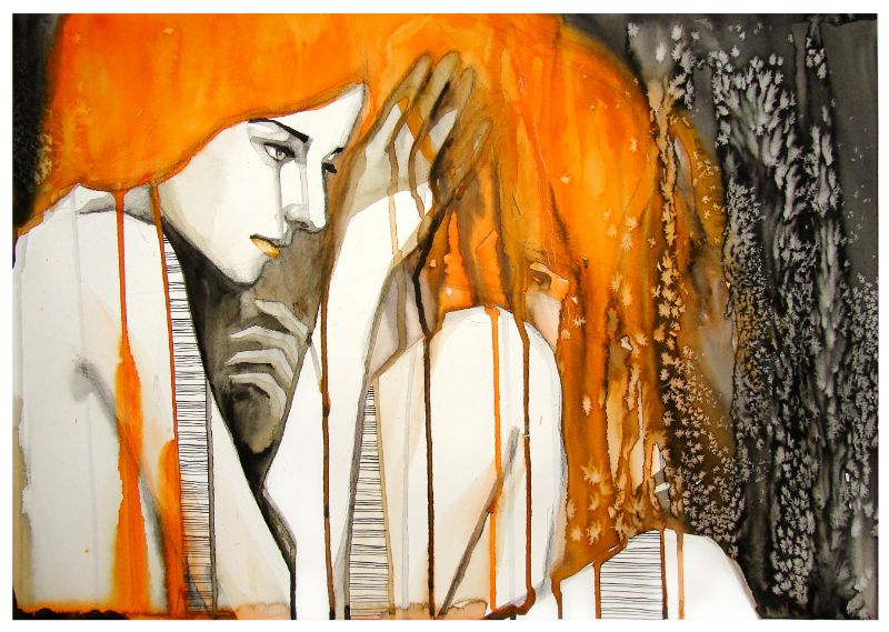 l227 MEGA XXXL 160X90 CM Leinwandbilder inkl. Holzrahmen Handgemalt Orange