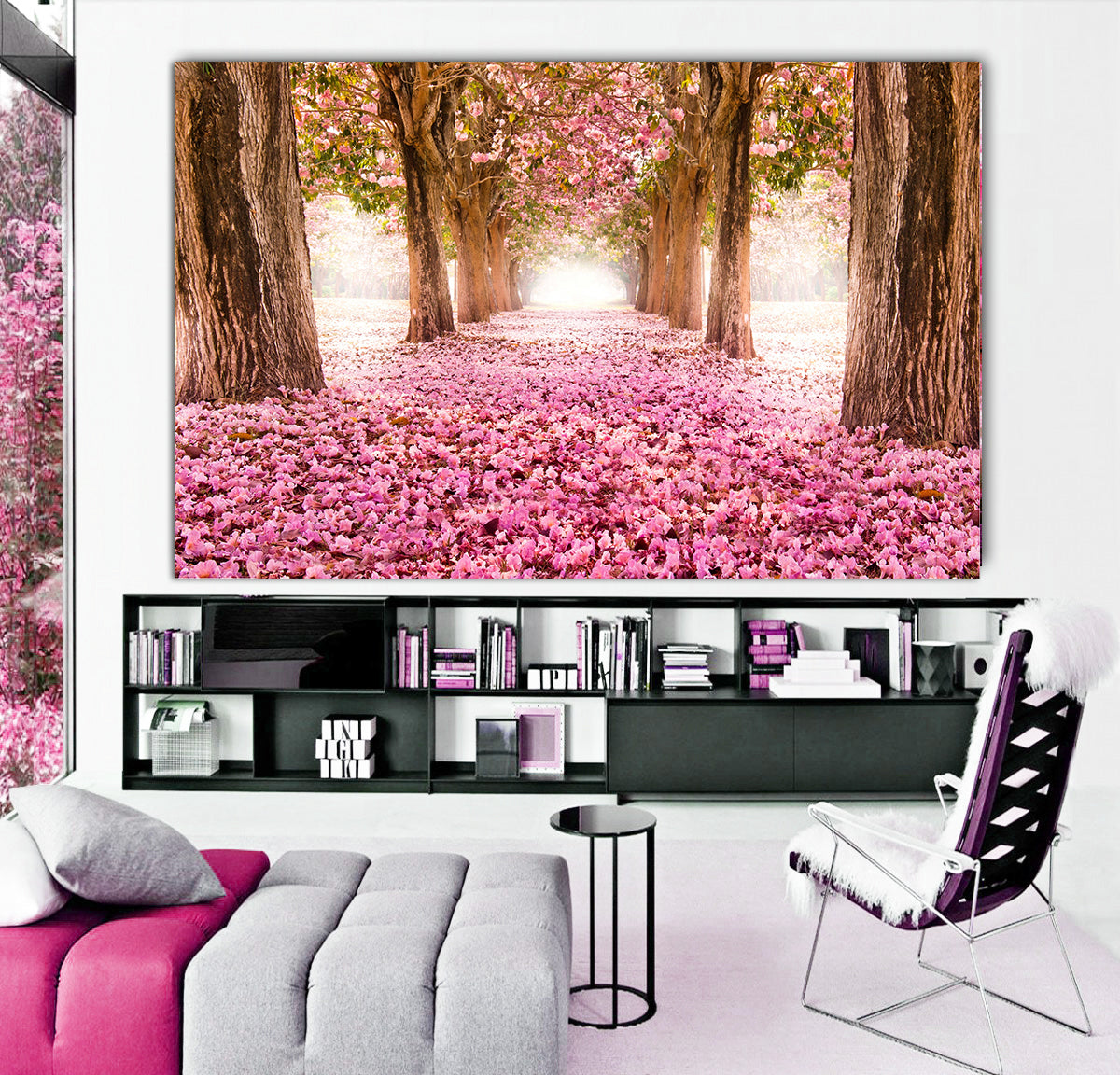 MEGA XXXL 160X90 CM Leinwandbilder inkl. Holzrahmen L72 - Rosa Wald