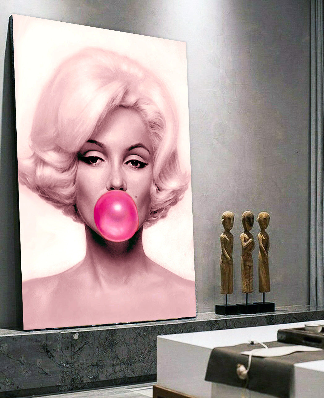 MEGA XXXL 160X90 CM Leinwandbilder inkl. Holzrahmen Marilyn Bubblegum