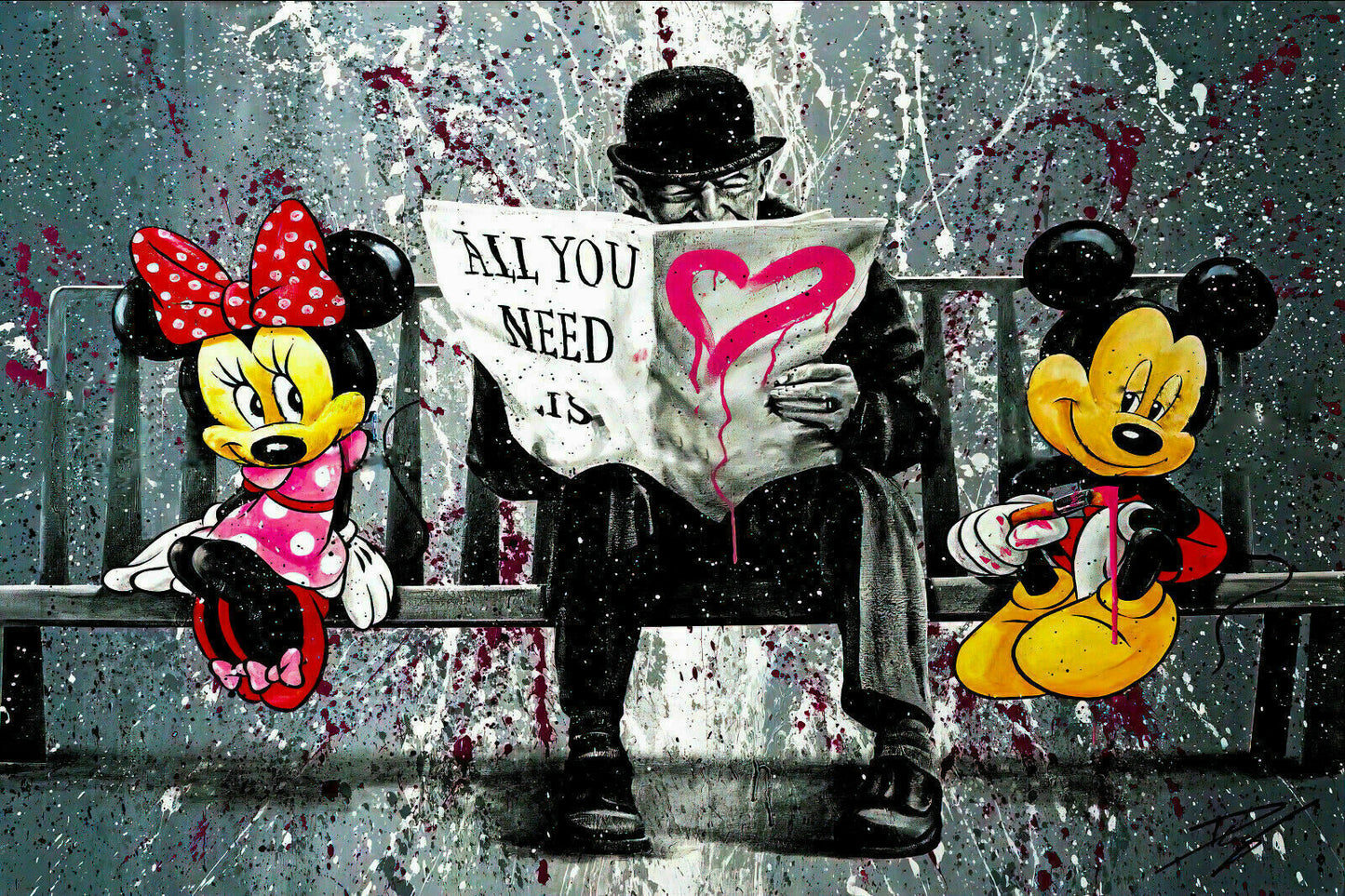MEGA XXXL 160X90 CM Leinwandbilder inkl. Holzrahmen MICKEY MINNIE