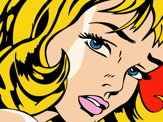 MEGA XXXL 160X90 CM Leinwandbilder inkl. Holzrahmen POP ART 50er Klassisch Old School Gelb Comic Handgemalt