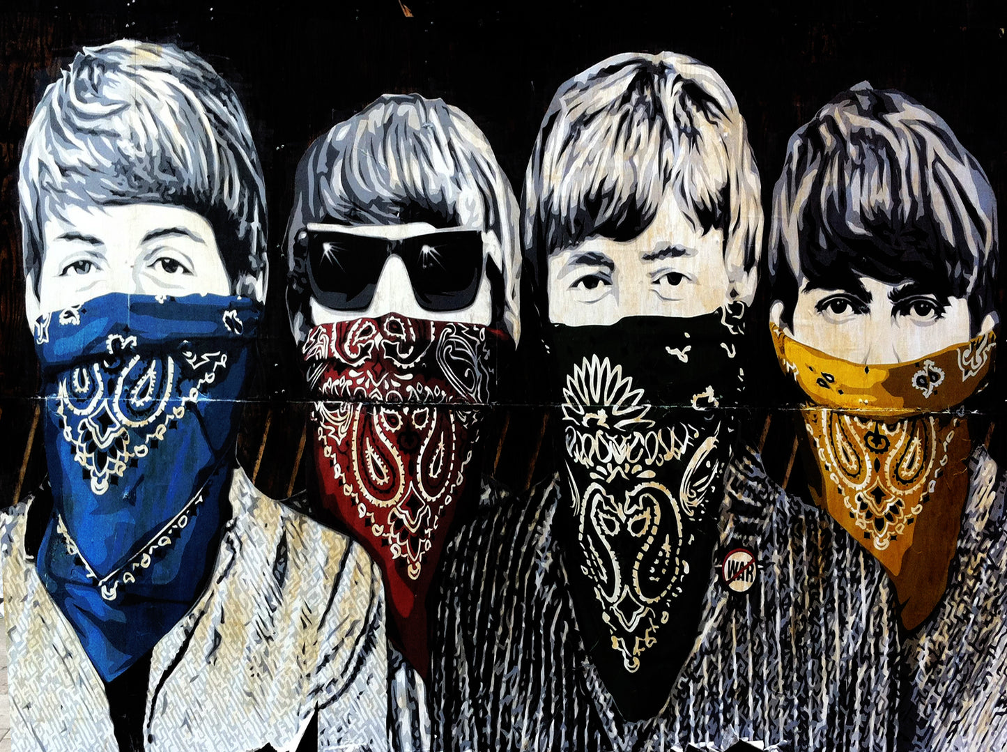 MEGA XXXL 160X90 CM Leinwandbilder inkl. Holzrahmen Beatles Banksy
