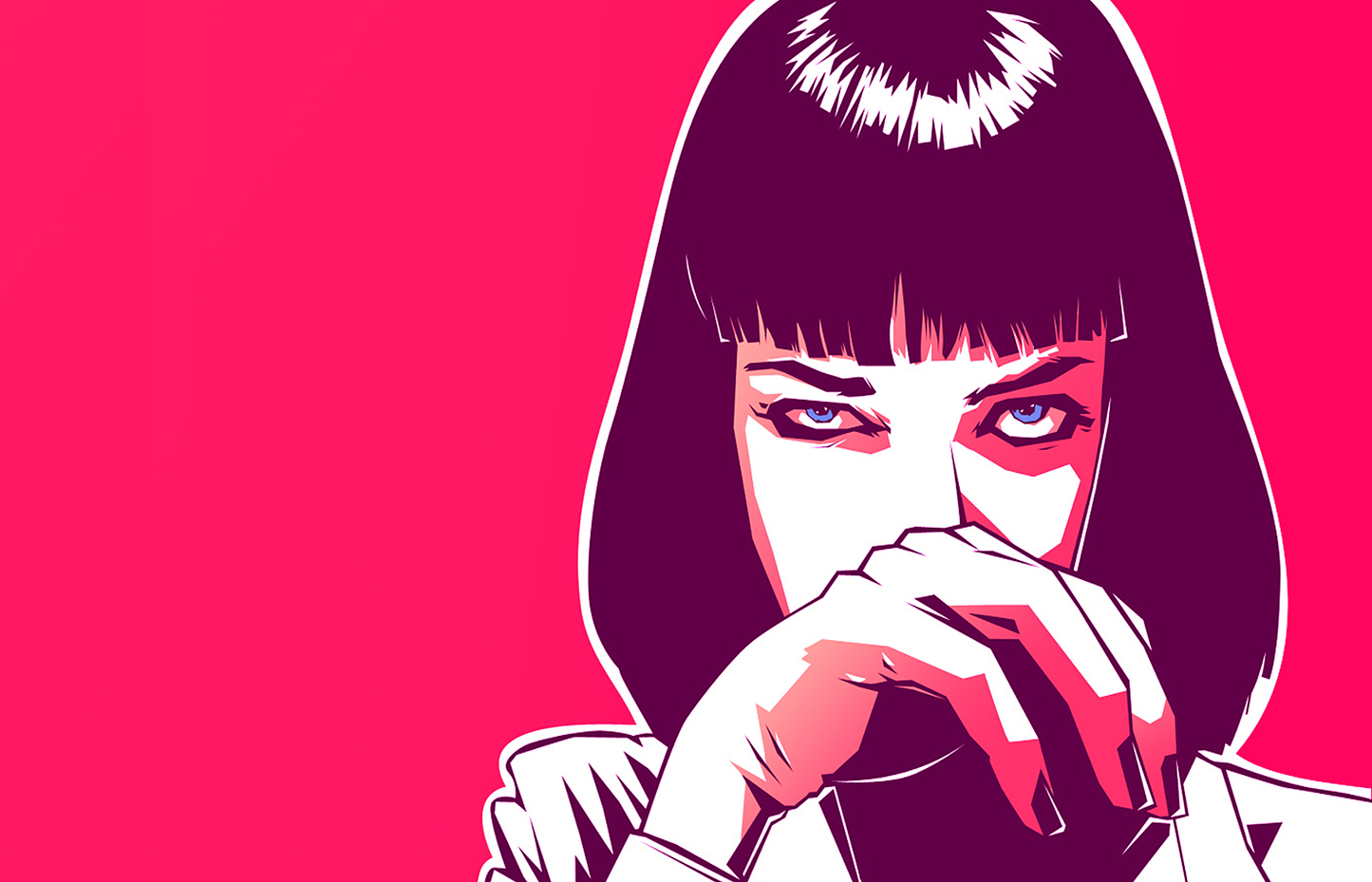 MEGA XXXL 160X90 CM Leinwandbilder inkl. Holzrahmen Pulp Fiction Mia Wallace Cocaine Pink Filme Illustration