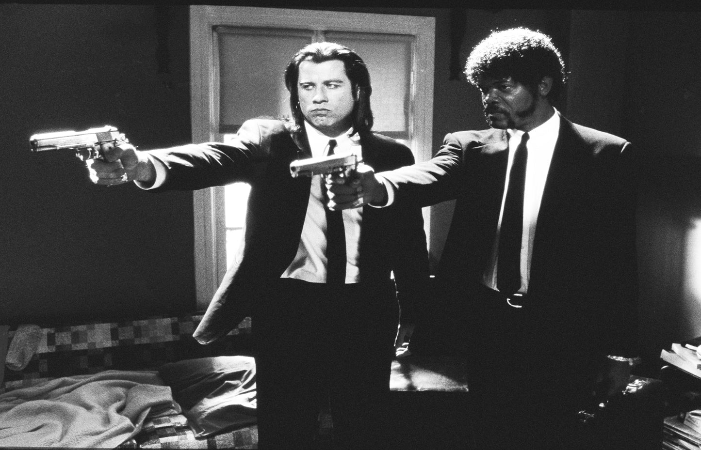 MEGA XXXL 160X90 CM Leinwandbilder inkl. Holzrahmen w66 Pulp Fiction Schwarz Weiss