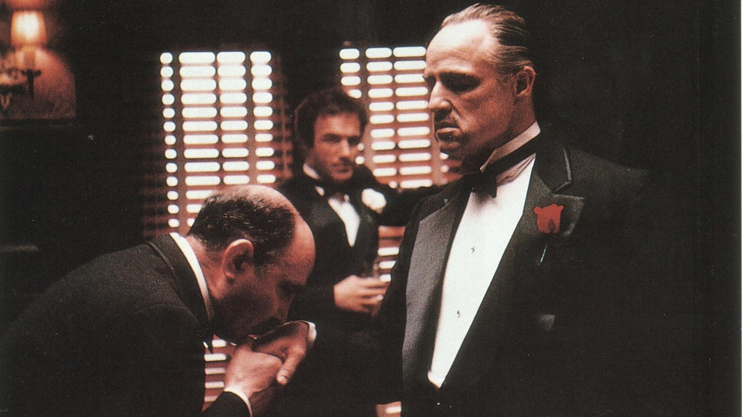 MEGA XXXL 160X90 CM Leinwandbilder inkl. Holzrahmen -Der Pate Handkuss Mafia Pacino De Niro Filme Hollywood Kino