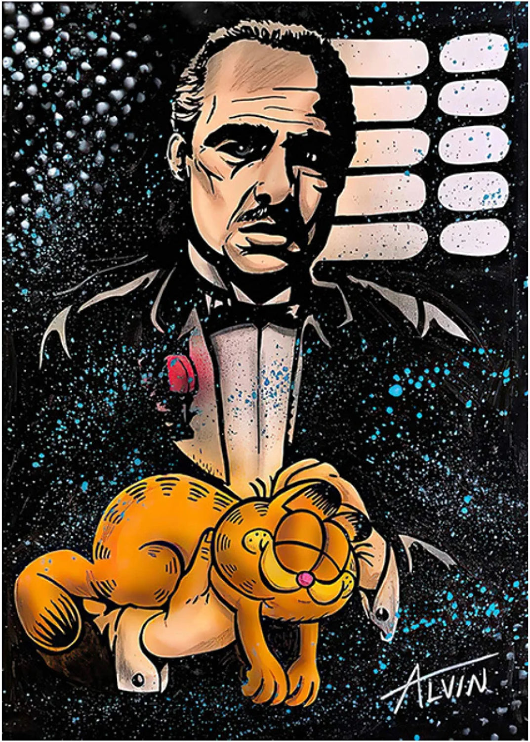 DER PATE GODFATHER GARFIELD MAFIA -MEGA XXXL 160X90 CM Leinwandbilder inkl. Holzrahmen Löwenkönig