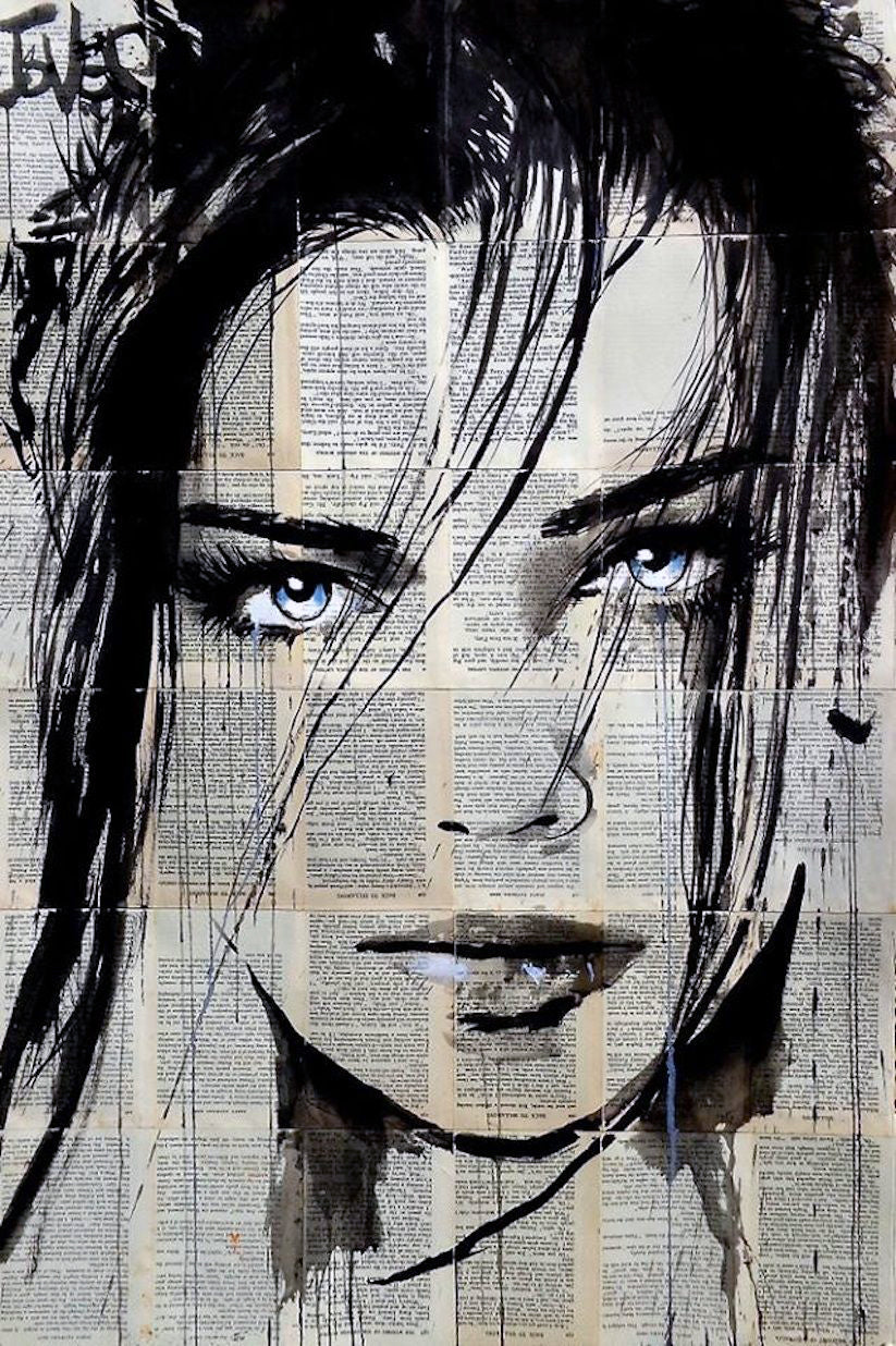 FRAU ZEITUNG STYLE GESICHT AUGEN INVERT COOL - MEGA XXXL 160X90 CM Leinwandbilder inkl. Holzrahmen