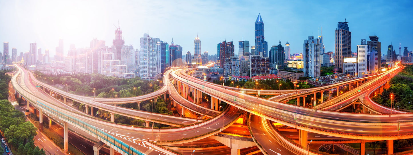 PANORAMA38 - XXL LEINWANDBILDER STRASSE-AUTOBAHN-HIGHWAY-SKYLINE-XXL-LEINWANDBILDER-PANORAMA