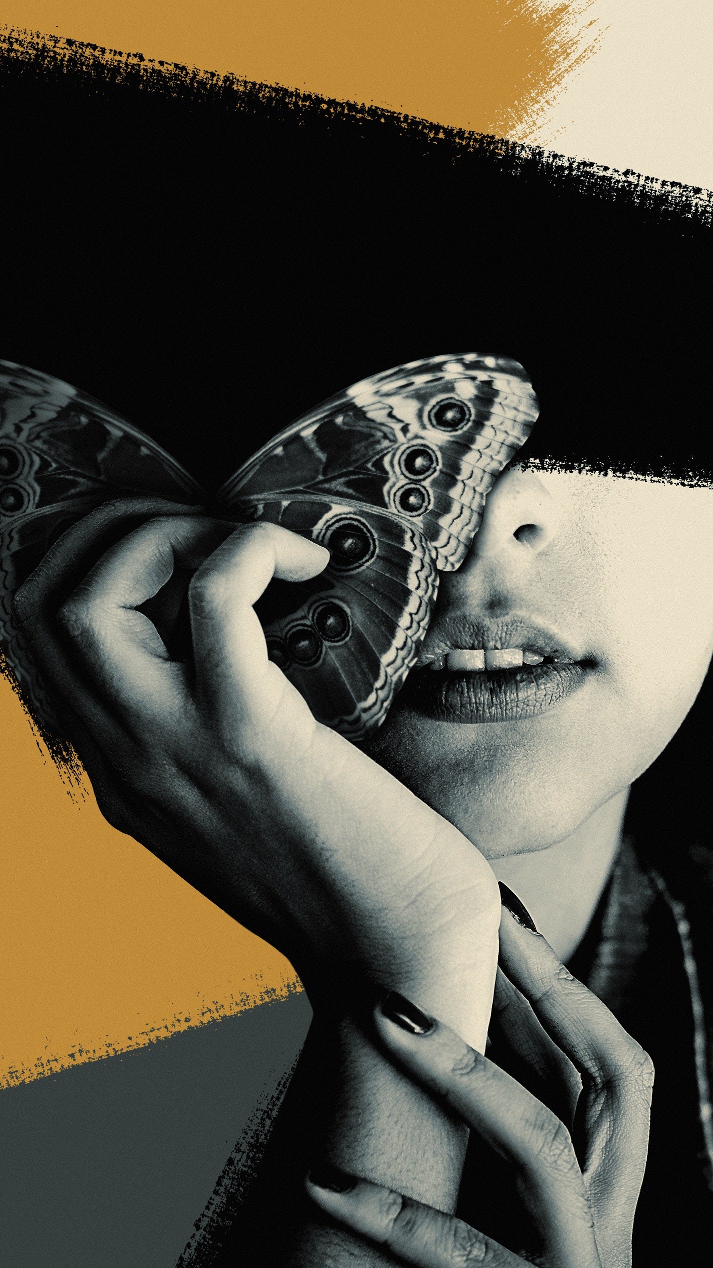 X706 - XXXL LEINWANDBILDER INKLUSIVE HOLZRAHMEN - Frau Schmetterling Natur Hände Schönheit Inspiration Kunst Fotografie Emotionen Lebensfreude