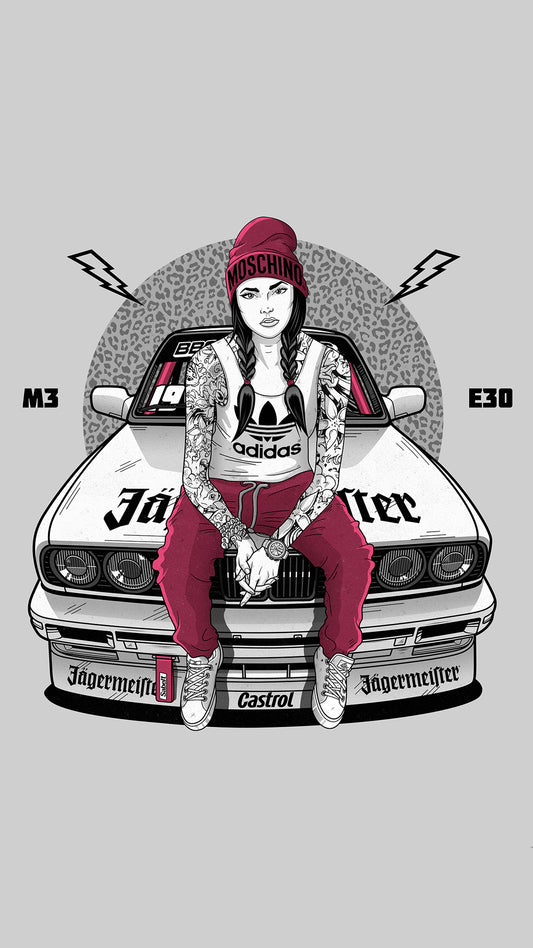 X800 - XXXL LEINWANDBILDER INKLUSIVE HOLZRAHMEN Jägermeister Frau Mütze Vektor Art Illustration Grau Digiart