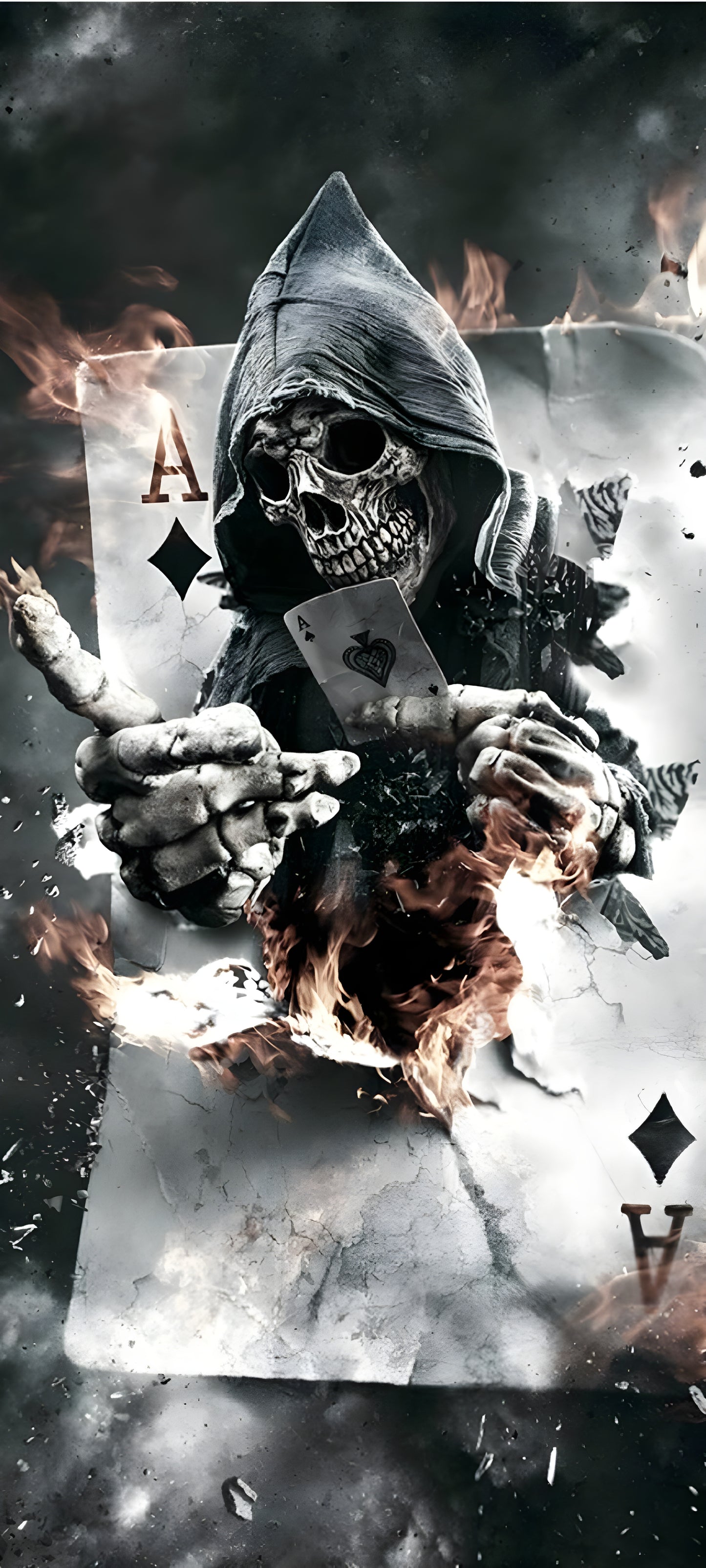 X801 - XXXL LEINWANDBILDER INKLUSIVE HOLZRAHMEN - Übernatürliche Kreatur ASS Karte Skelett Totenkopf