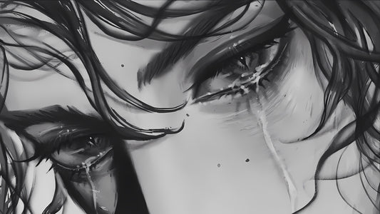 X813 - XXXL LEINWANDBILDER INKLUSIVE HOLZRAHMEN - Schwarzweiß Zeichnung Frauenporträt Tränen Emotionalekunst Künstlerleben Kunstliebe Porträtzeichnung Kreativität