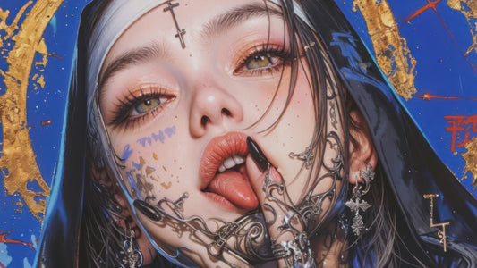 X821 - XXXL LEINWANDBILDER INKLUSIVE HOLZRAHMEN - Kunst Gemälde Tattoo Frau Körperkunst Kunstwerk ModerneKunst Porträt Kreativität Kunstliebhaber