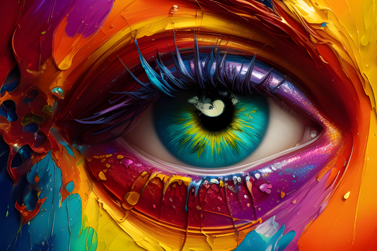 X823 - XXXL LEINWANDBILDER INKLUSIVE HOLZRAHMEN - Green Eyed Soul Grünes Auge Gemalt Illustration