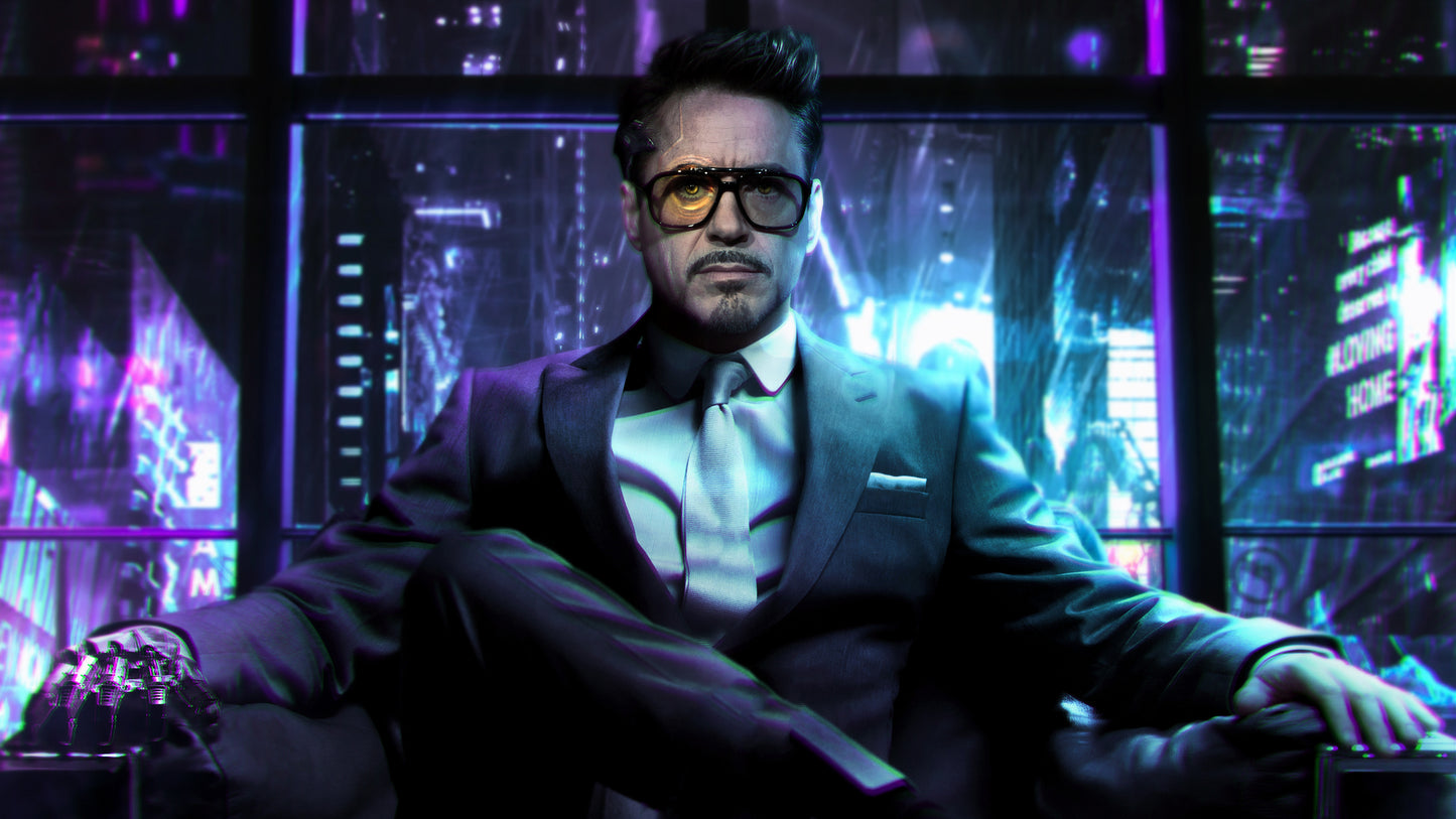 X828 - XXXL LEINWANDBILDER INKLUSIVE HOLZRAHMEN - Robert Downey Jr Ironman Büro Business Art CEO