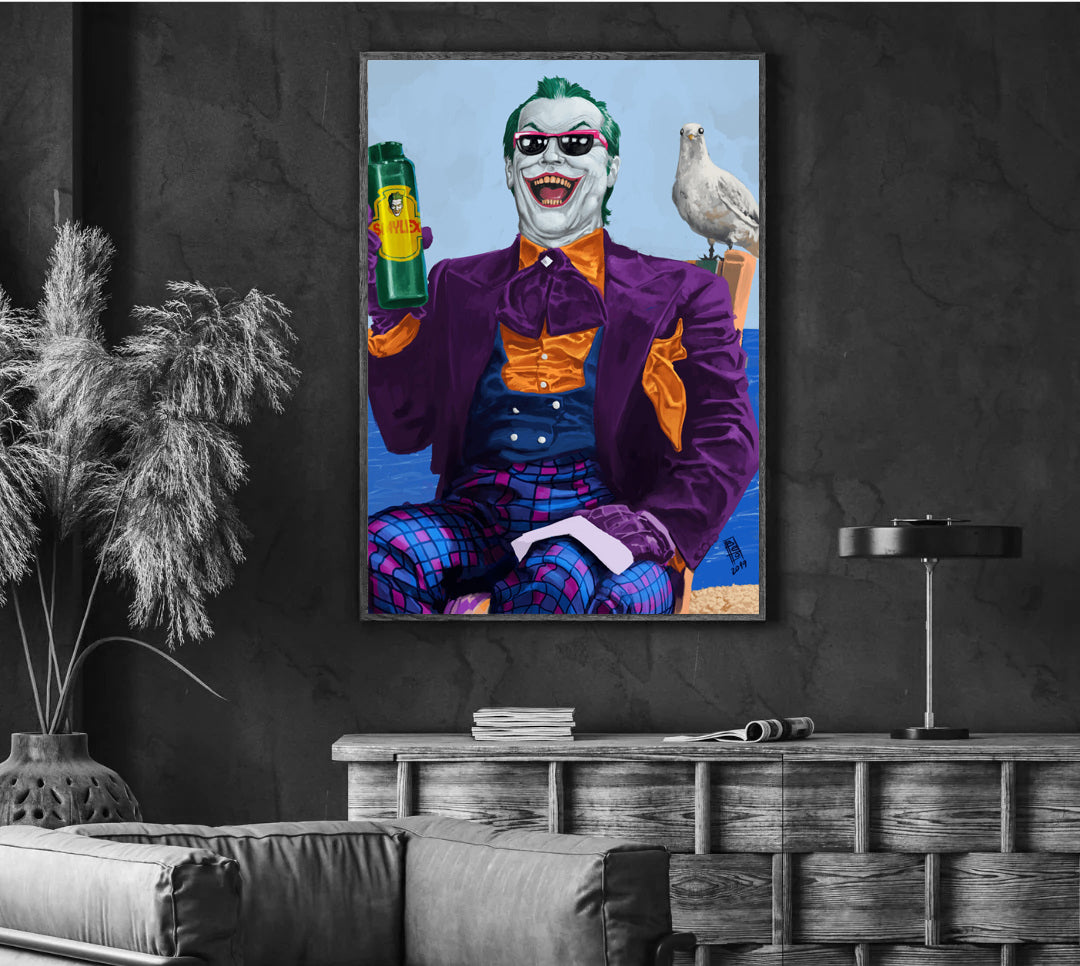 XXL LEINWANDBILDER JACK NICHOLSON JOKER BATMAN BÖSEWICHT SUPERHELDEN MÖWE GETRÄNK LACHEN FILM - MEGA XXXL 160X90 CM Leinwandbilder inkl. Holzrahmen