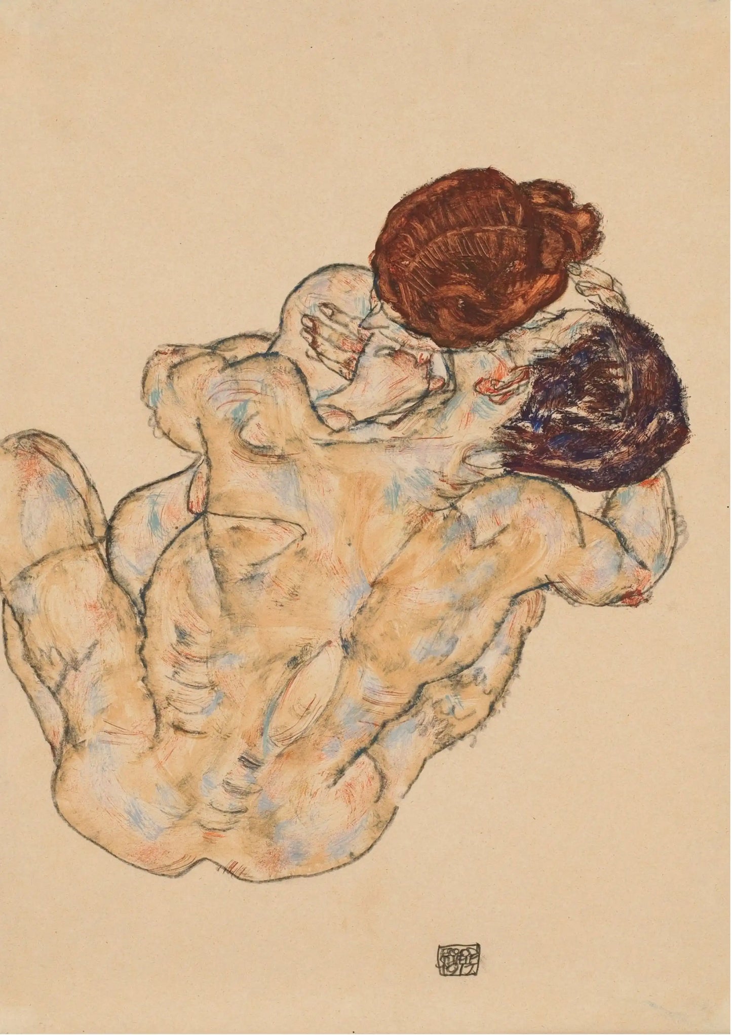 XXL Leinwandbild Egon Schiele Umarmung