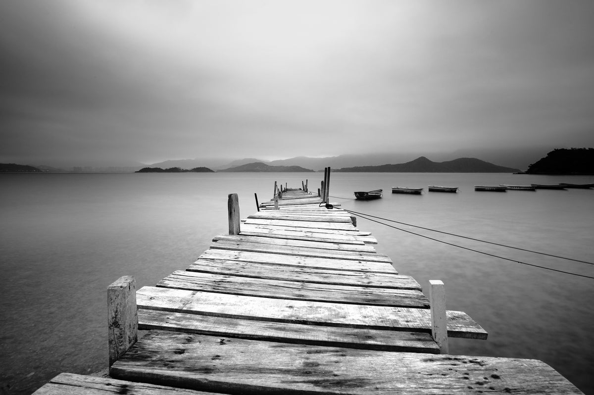 XXL Leinwandbilder Ausblick über den Pier Schwarz Weiss
