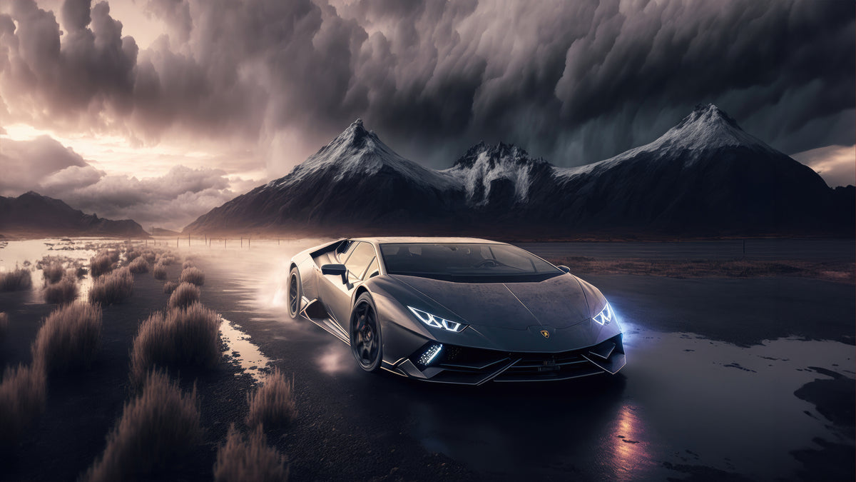XXL Leinwandbilder Black Rain Lamborghini