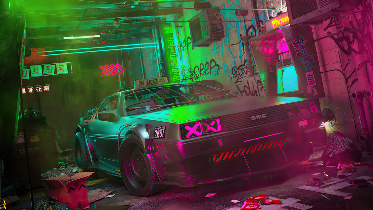 XXL Leinwandbilder Cyber De Lorean