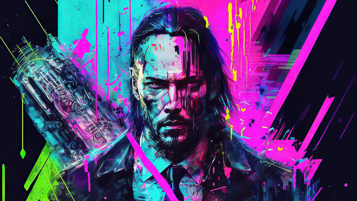 XXL Leinwandbilder Cyberpunk 2077 Keanu Reeves Abstraktes Gemälde