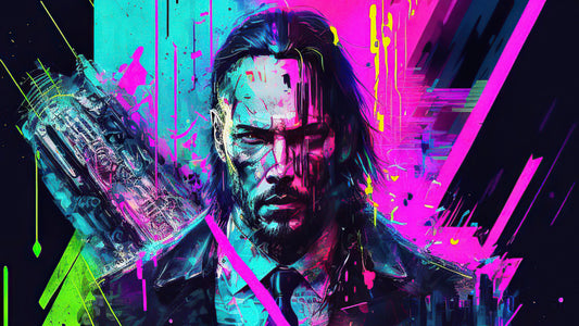 XXL Leinwandbilder Cyberpunk 2077 Keanu Reeves Abstraktes Gemälde