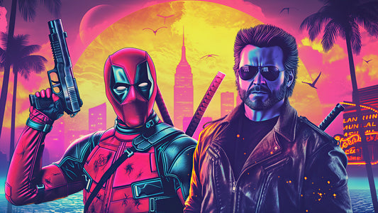 XXL Leinwandbilder DEADPOOL VS WOLVERINE GTA VICE CITY NEON 6