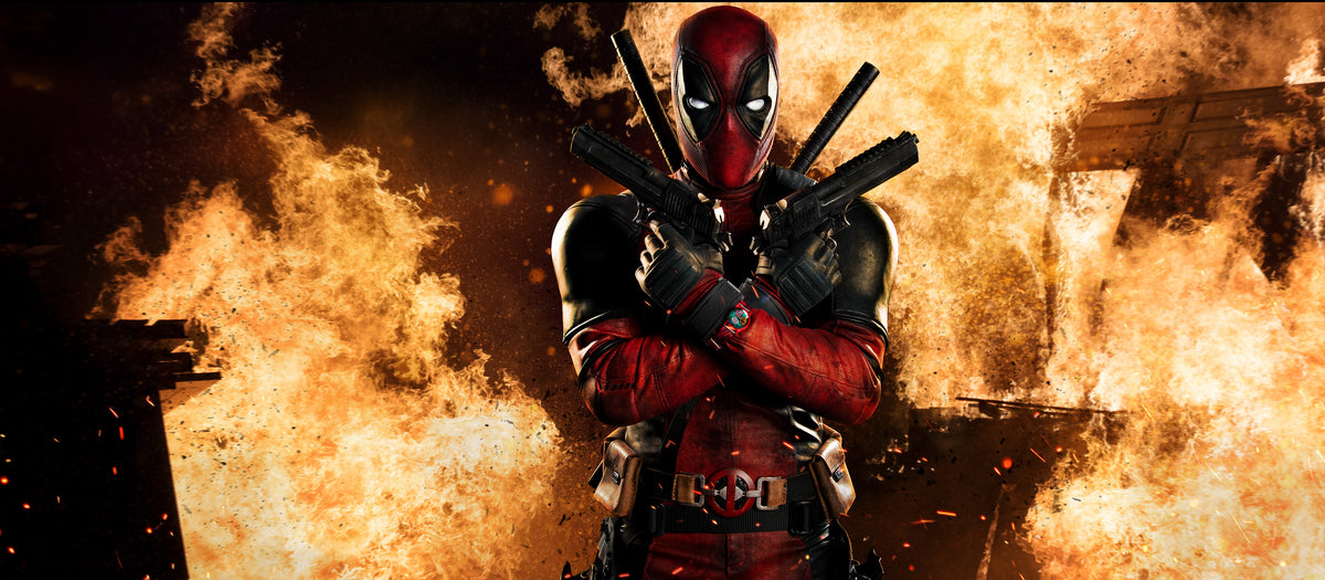 XXL Leinwandbilder Deadpool Ryan Reynolds Waffen Feuer