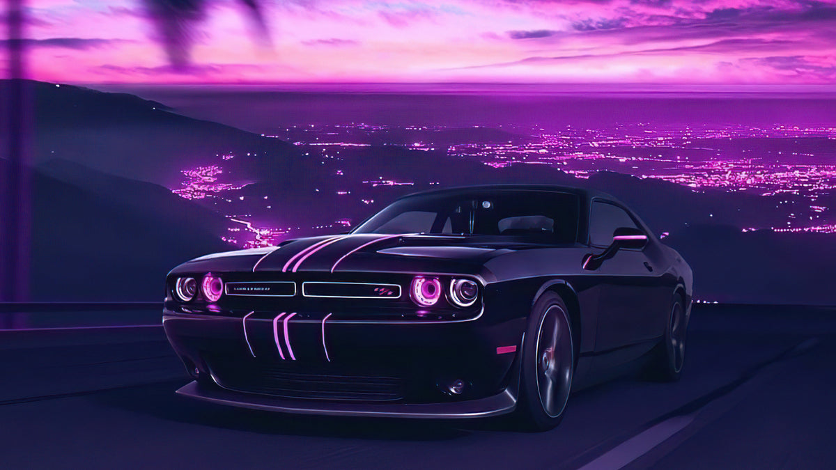 XXL Leinwandbilder Dodge Challenger Vaporwave