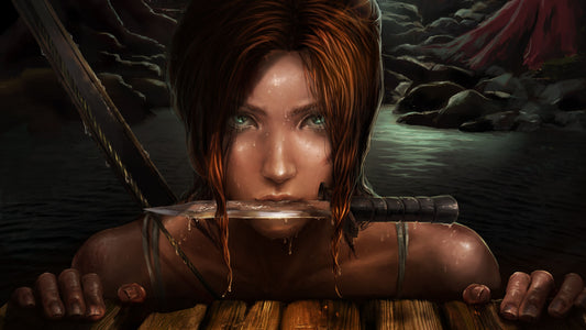 XXL Leinwandbilder Lara Croft Tombraider Messer
