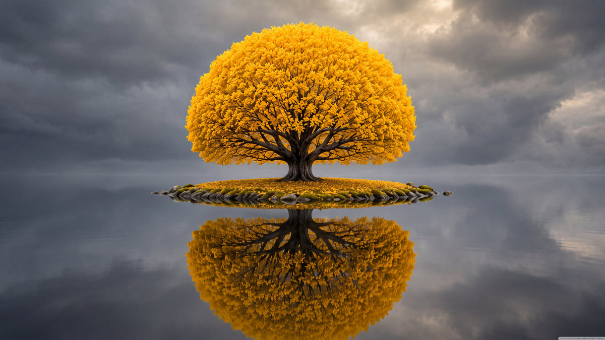 XXL Leinwandbilder Minimalistische Herbstlandschaft mit einem einsamen Baum
