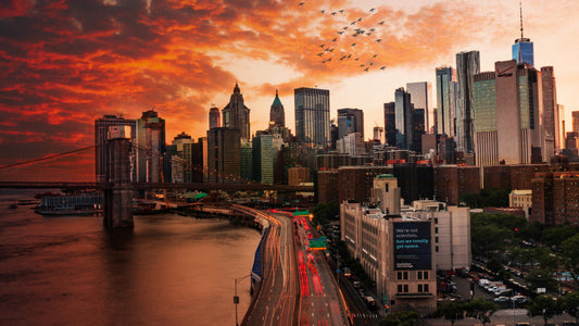 XXL Leinwandbilder NYC Manhattan Brücke Sonnenuntergang