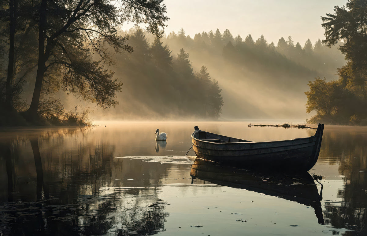 XXL Leinwandbilder Schwan und Boot