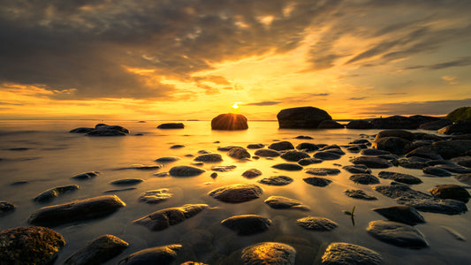 XXL Leinwandbilder Sonnenuntergang Atlantik Steine Felsen