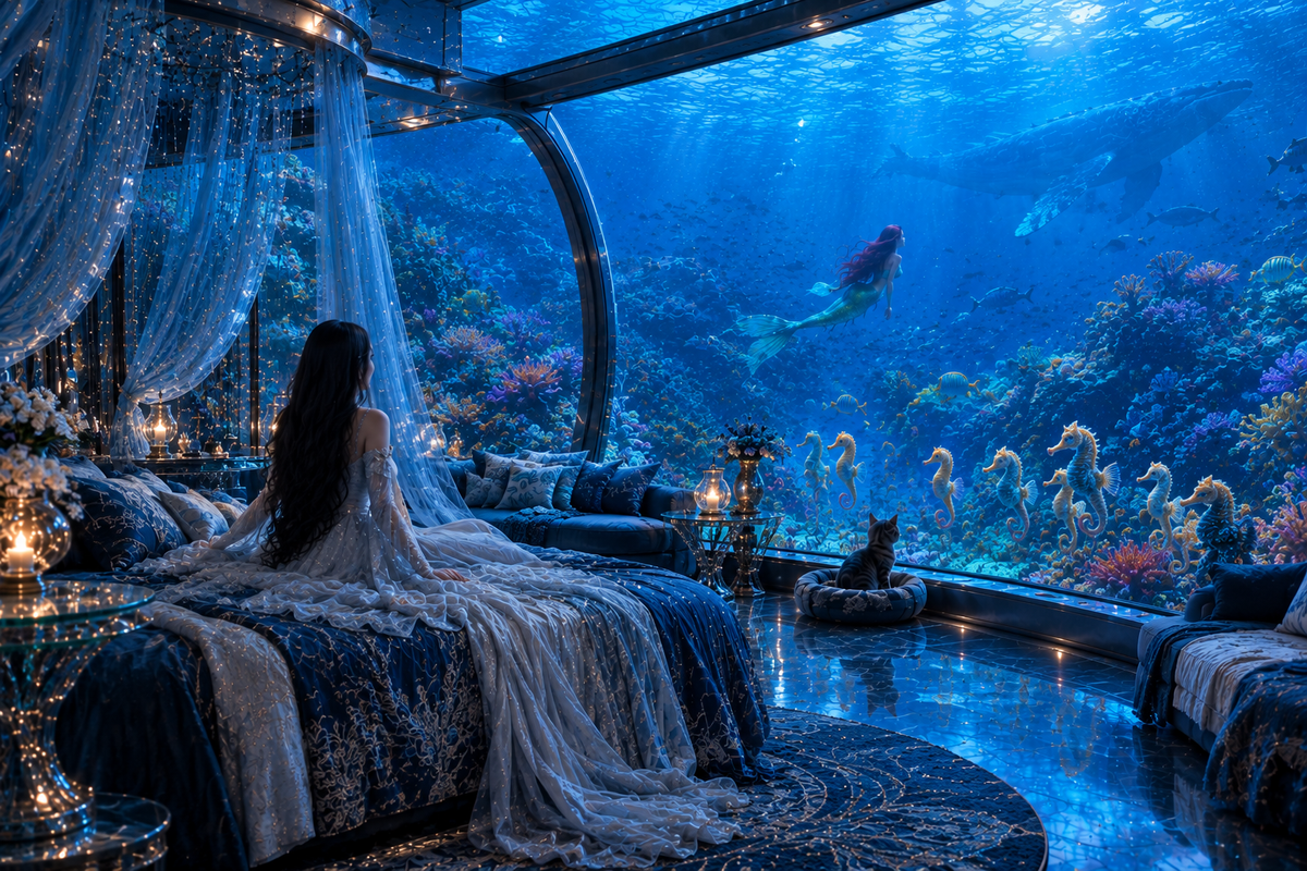 XXL Leinwandbilder Underwater Princess Ocean Blau