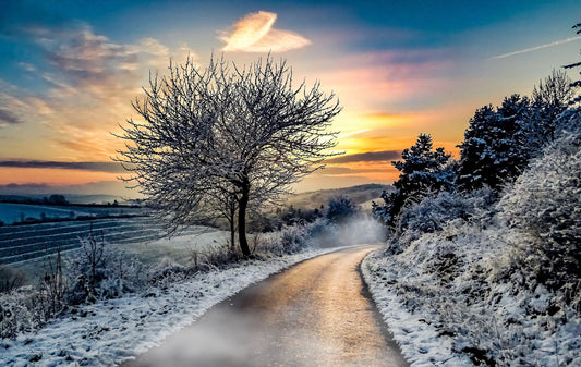 XXL Leinwandbilder Winter Strasse am Morgen