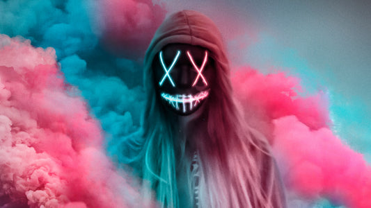 XXL Leinwandbilder XX Neon Maske Girl Bengalos Bengalisches Feuer