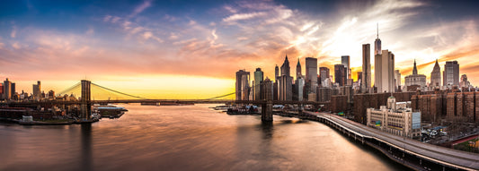 panorama10 - XXXL LEINWANDBILDER INKLUSIVE HOLZRAHMEN NewYork Skyline Sonnenuntergang NYC Stadtansicht Reiseziele Fotografie Stadtleben Weltstadt Architektur Landschaftsfotografie