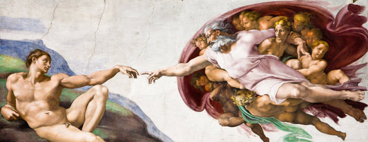 panorama13 XXXL LEINWANDBILDER INKLUSIVE HOLZRAHMEN Schöpfung Adam Und Eva Kunstgeschichte Renaissance Michelangelo Bibelkunst Religiöse Kunst Kunstliebhaber Kunstwerk Göttliche Schöpfung