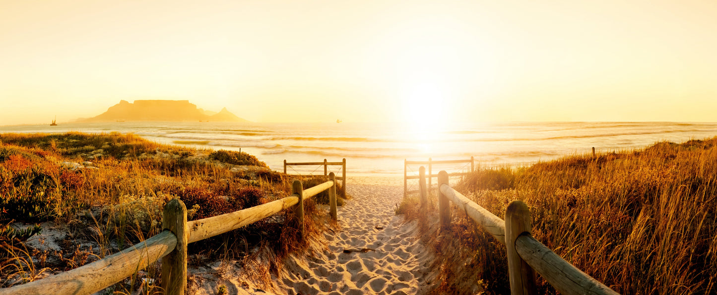 panorama14 XXXL LEINWANDBILDER INKLUSIVE HOLZRAHMEN Strandweg Sonnenuntergang Naturfotografie Meerblick Urlaubserinnerungen Landschaft Reiseziele Entspannung Traumstrand HimmelundMeer