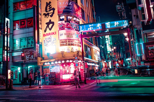 x557 XXL Leinwandbilder Neon Stadt bei Nacht Lichter China Japan Zeichen Shop Idylle Chillige Vibes - MEGA XXXL 160X90 CM Leinwandbilder inkl. Holzrahmen