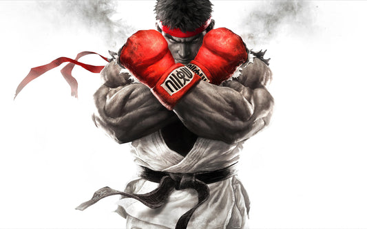 x571  XXL Leinwandbilder Street Fighter Ryu Boxhandschuhe Videospiel Kult Schwarzer Gürtel Fighting- MEGA XXXL 160X90 CM Leinwandbilder inkl. Holzrahmen